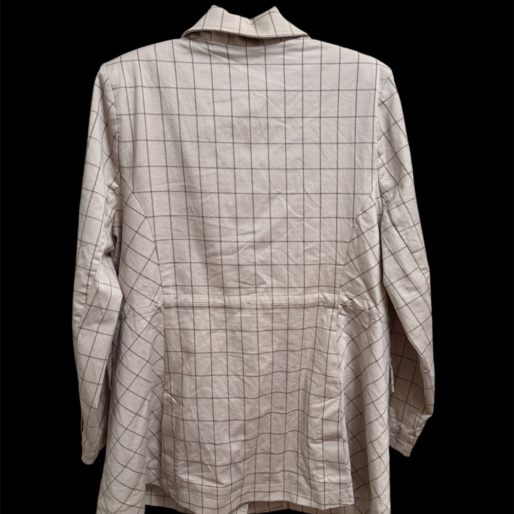 Cabi Windowpane Utility Jacket Pockets Drawstring… - image 4